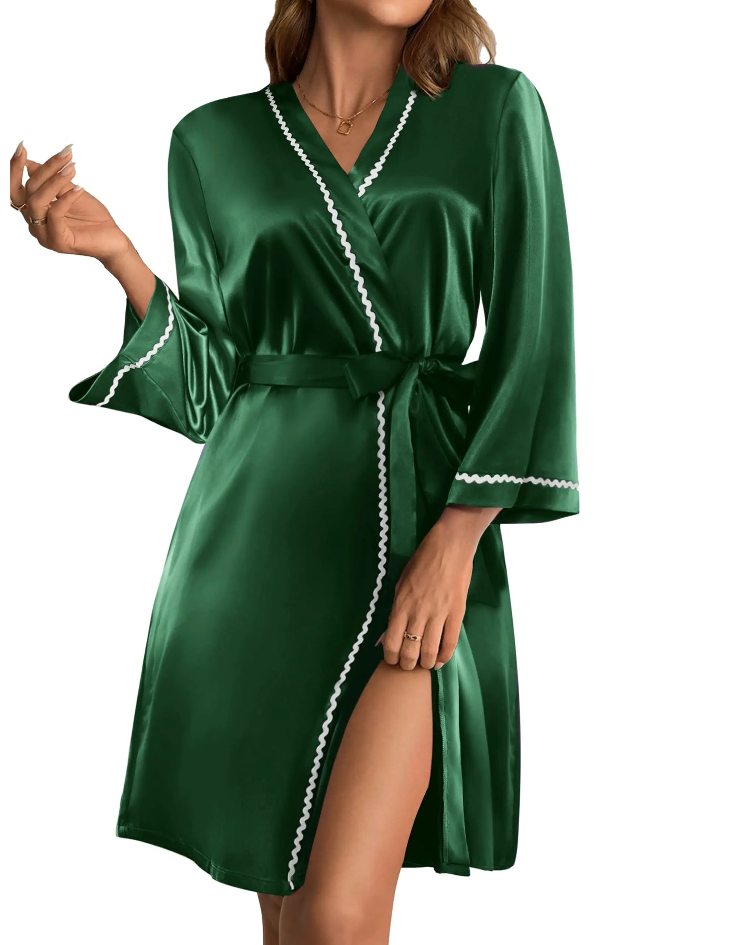 Women's 3/4 sleeve silk kimono bath robe